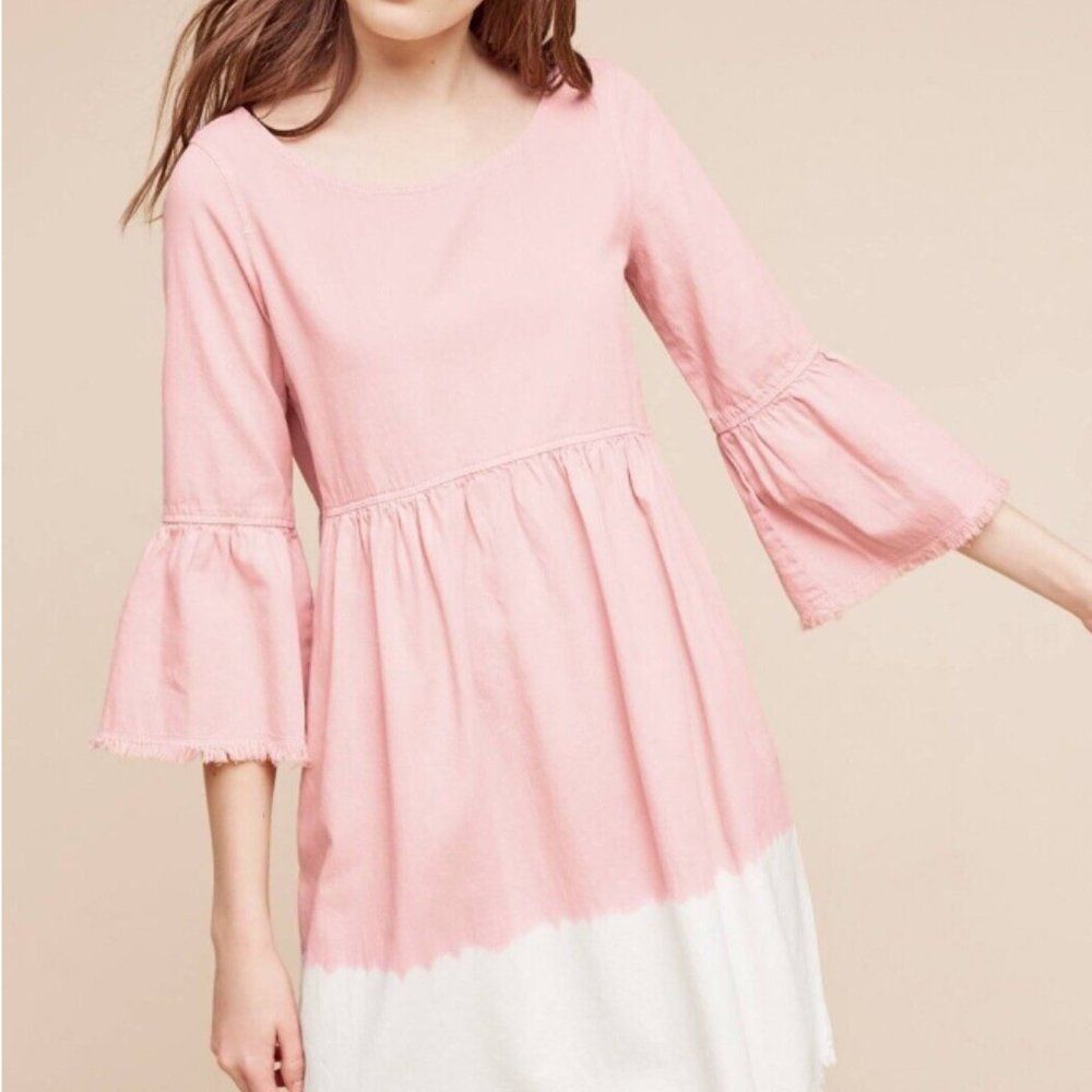 Anthropologie Brand Holding Horses Pink and White Dress Size 2